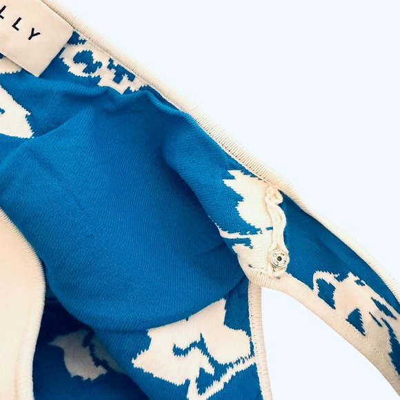 Milly Floral Jacquard Floral Fit Flare Dress Small Blue White Sleeveless Knit - Picture 9 of 15